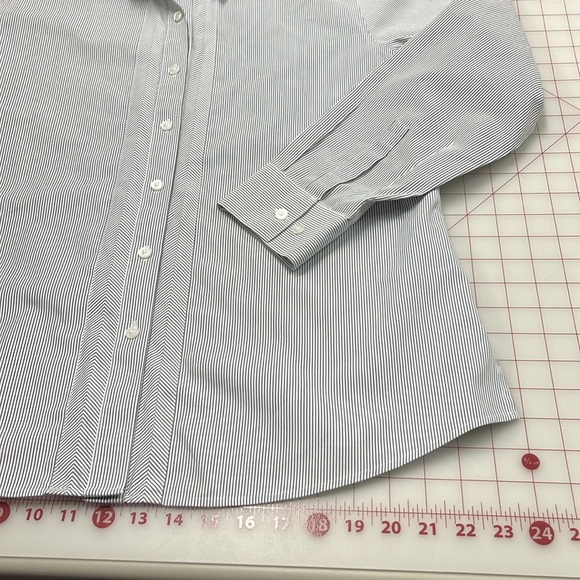 GOLD LABEL INVESTMENTS Non- Iron Chevron/Stripe Cotton BLK/WHT Career Blouse 16 - Picture 8 of 16